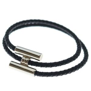 Hermes Leather Bracelet with Silver Clasp